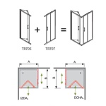 Mampara angular 2 puertas 1 plegable y 1 corredera decorado TR705+ TR707 Kassandra